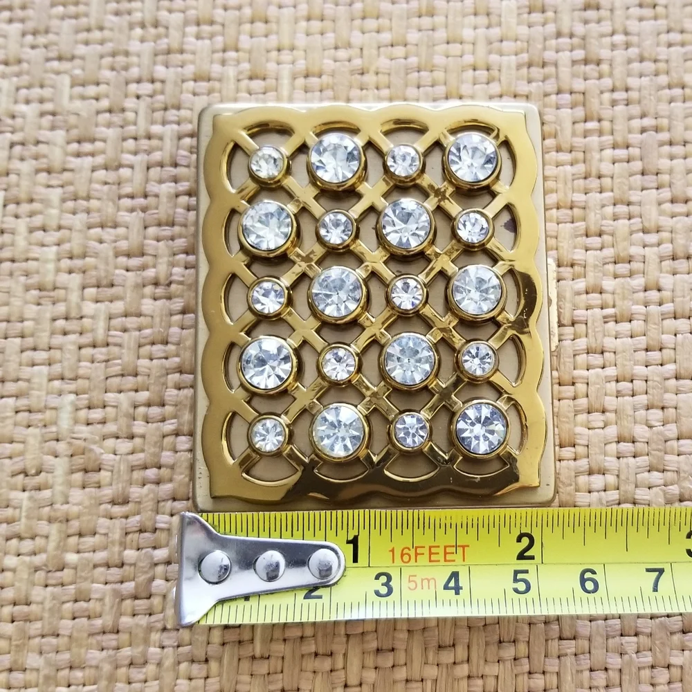 Vintage Gourielli Powder Compact Gold-tone Crystal Embellished 50's